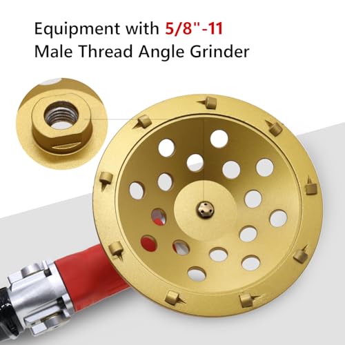 7 Inch PCD Grinding Cup Wheel 9 Segments for Epoxy Thinset Glue and Concrete Floor Surface Coating Removal, 5/8”-11 Threaded by ComeFloor - Used condition - Image 2