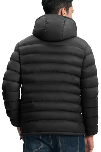 Gopune Men's Lightweight Puffer Jacket Detachable Hooded Water Resistant Puffy Winter Down Jackets for Snow Ski Travel3