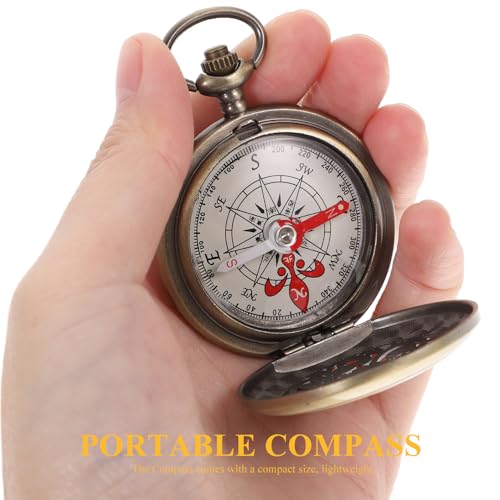 Brújula de bolsillo vintage metálica para camping miniatura 4