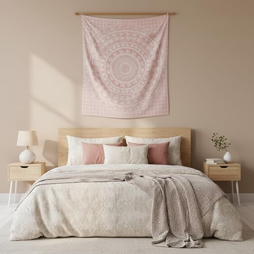 Image of Craft Trade 30x40 Inches Psychedelic Pink Cotton Mandala Ombre Wall Hanging Tapestry