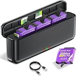 🔋🔋【Protection multiple pour la batterie et le chargeur】Certifié FCC, PSE, ROHS. Testé par le fabricant pour répondre aux normes OEM (protection contre la surcharge, les courts-circuits, les températures élevées et les surtensions) avec une haute qualité, pour une protection complète pour vous et vos appareils.
