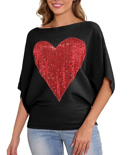 Image of MAKARTHY Womens Batwing Sleeves Knitted Dolman Pullovers Boat Neck Tops Sweatershirts
