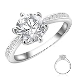 TCXOO Moissanite Engagement Ring for Women, 925 Sterling Silver Wedding Ring Moissanite 2CT Round D Color VVS1 Promise Wedding Band Ring