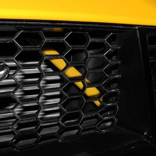 Image of KUNGKIC For 2024 2025 Mustang Grill Inserts Trims ABS V Brace Stripes Wrap Covers Exterior Car Accessories (Yellow)