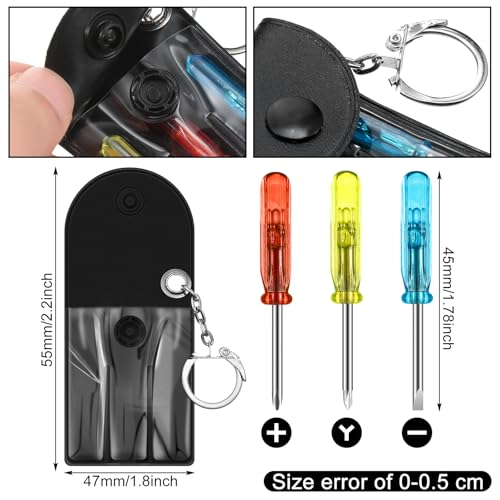 Image of 72 Pcs Mini Screwdriver Tape Keychain Set Multitool Pen Card Father's Gifts Bulk Mini Tool Set for Adult Men Dad (Yellow,Black)
