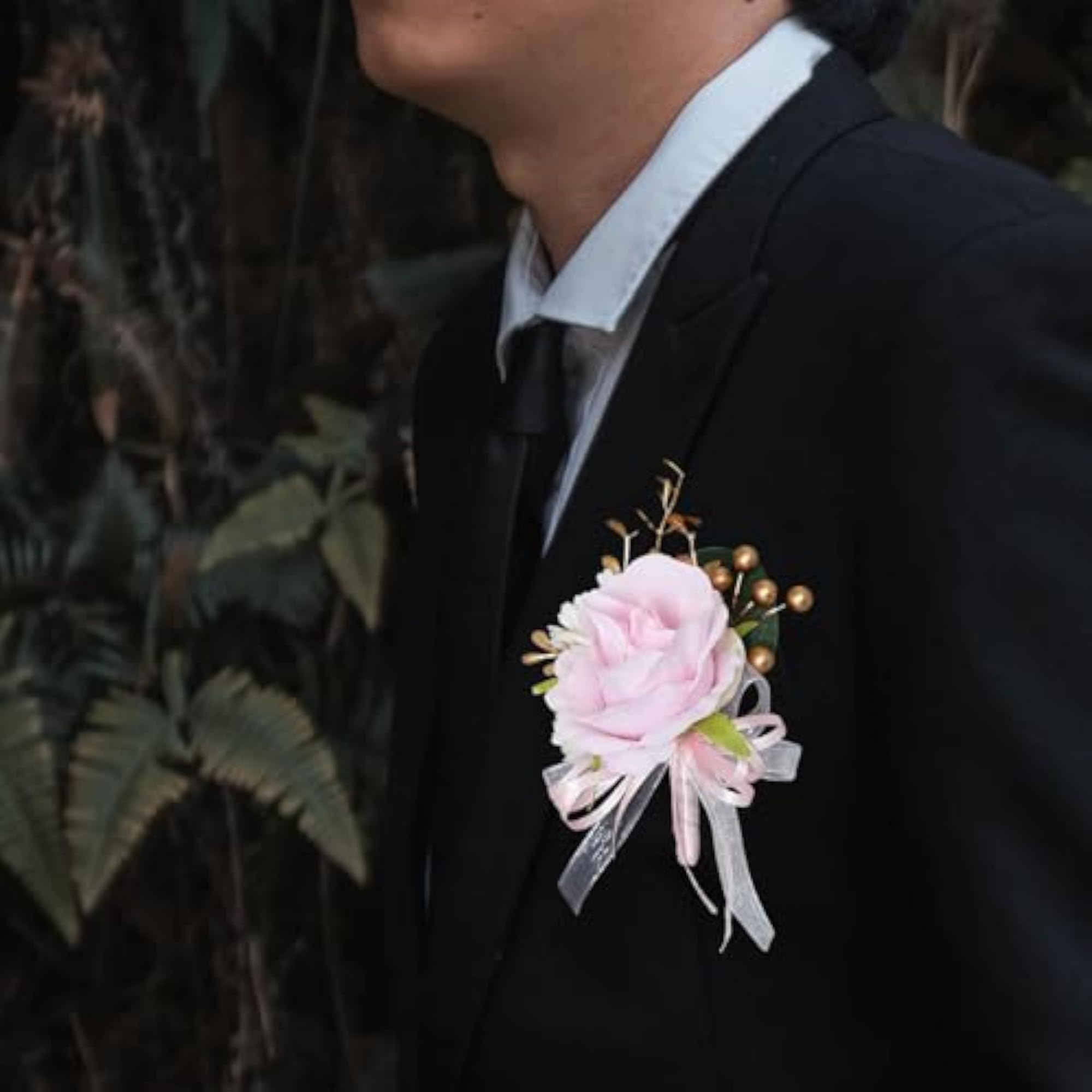 Pink Wedding Flower Boutonniere Brooch, Romantic Accessory