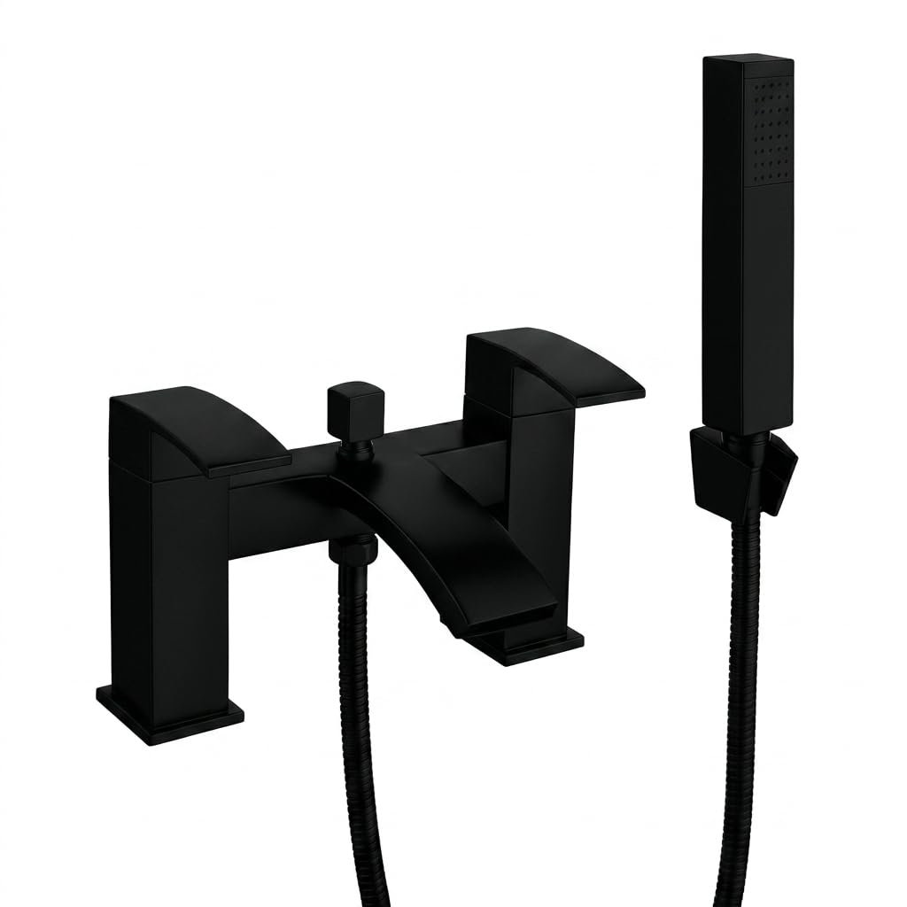 Arko Basin Mixer, Bath Filler, Bath Shower Mixer, Brass Construction, Modern Collection (Black, Bath Shower, Vista)