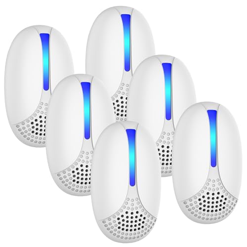 PTYcrazy Ultrasonic Pest Repeller 6 Pack Advanced Plug in Mouse & Spider Repellent for Indoor Use Effective Control for Rats Moths Ants Cockroaches Fleas Ultra-Silent with Wide Angle Coverage