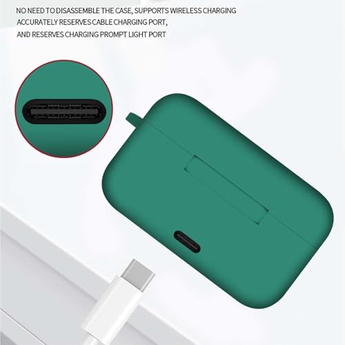 Image of Aniex Silicone Case Cover for realme Buds T500 Pro, Shockproof, Anti-Slip, Dustproof, Scratch Resistant, with Carabiner Hook, Full Body Protection (Circle Green)
