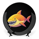 Candy Sharks Decorative Plates for Display Ceramic Plate Tray with Stand Hanger Home Decor