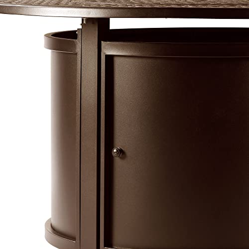 Image of Oakland Living 44 in. x 44 in. Aluminum Propane Fire Pit Table with Glass Beads, Two Covers, Lid, 57,000 BTUs in Brown Finish