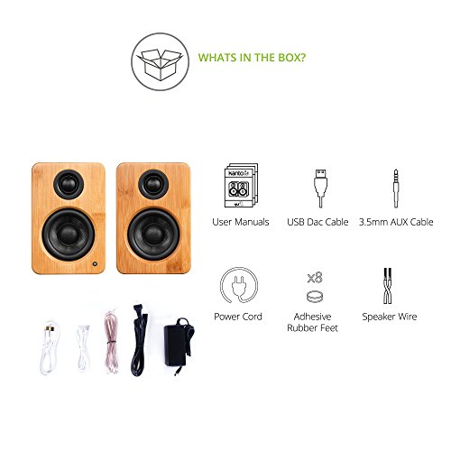 Kanto Yu2Bamboo Pc Gaming Desktop Speakers | 3" Composite Drivers | 3/4" Silk Dome Tweeter | Class D Amplifier | 100 Watts | Built-In Usb Dac | Subwoofer Output | Pair | Bamboo #TOP5