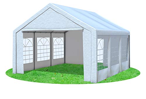 Stabilezelte Partyzelt 4x5 Classic Premium PVC 400 g/m² wasserdicht inkl. Seiten Festzelt Gartenzelt Weiß