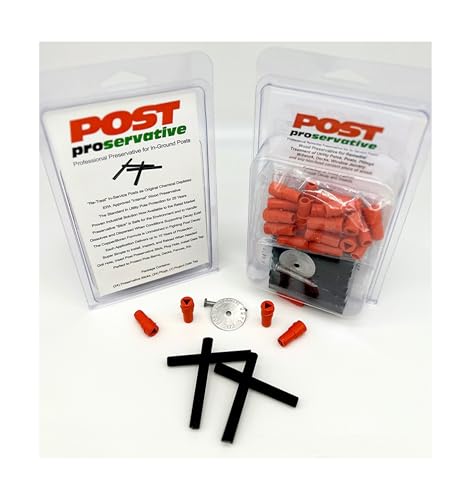 Post Proservative, Fence Repair Kit to Re-Treat existing posts, 24 Piece Kit with Date Tag and Plugs, DIY treatment for fence post repair - replenishes the post preservative and extends post life.