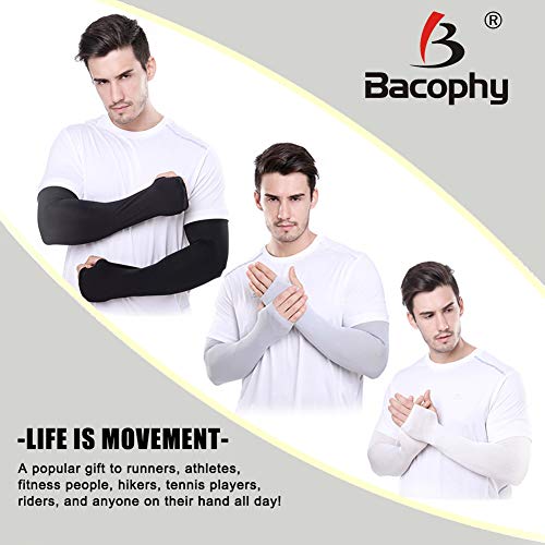 Bacophy 3 Pairs Arm Sleeves with Thumb Holes Women Men UV Protection Cooling, UPF 50 Compression Long Arm Cover 7