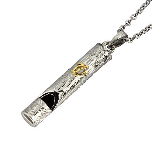 Austaras Hawaiian Turtle Bar Necklace - 925 Sterling Silver Plated Stainless Steel Whistle Pendant #TOP3