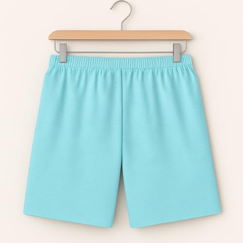 Image of Vogaan Men's Casual Slim Fit Shorts | Stylish Knee-Length Shorts with Elastic Waist | Summer Wear Short with Side Pockets for Gym Travel & Outdoor