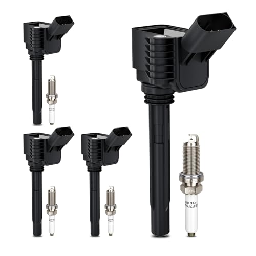 Image of UF716 Ignition Coil & LFER7BHX Double Iridium Spark Plug OE# UF765 UF771 | For Volkswagen Jetta Golf Passat Beetle /Audi Q5 Q7 A3 A4 A5 A6 TT Quattro S3 S4 1.8L 2.0L L4