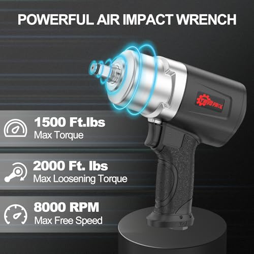 Trivd Frol Air Impact Wrench 1/2\" - 1/2 Inch Impact Gun 1/2 Drive, 1500Ft-lbs, 8000RPM High Torque Impact Wrench, Weight 4.74 lb, 1/2 Air Impact Gun for Auto Repair, Tire Shop