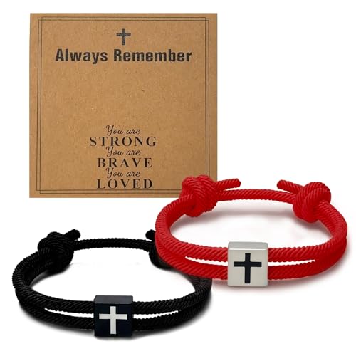 2 PCS Braided Cross Bracelet,Adjustable Rope Couples Bracelets for Men, Boyfriend, Girlfriend, Soulmate, Husband, Wife,Easter Christian Birthdays Gifts For Women Men2