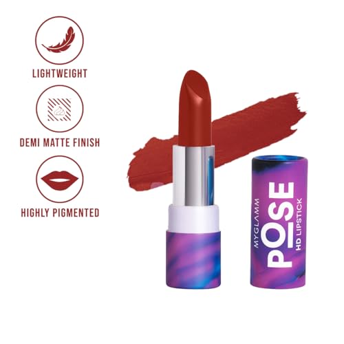 Image of MyGlamm POSE HD Lipstick-True Red (Red)-4 gm | Matte Lipstick | Enriched with Moringa oil & Vitamin E | Long-lasting & Moisturising