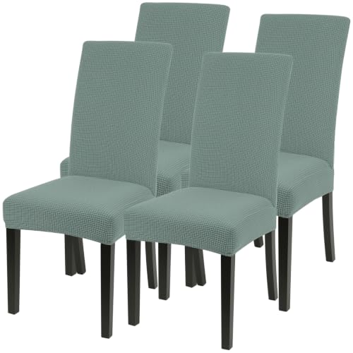 Image of SearchI Chair Covers for Dining Room Set of 4, Stretch Jacquard Kitchen Parsons Chair Covers,Washable Spandex Dining Chair Slipcovers Seat Protector for Hotel,Banquet,Ceremony(Sage Green)
