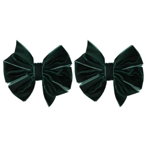 3" Christmas Dark Green Velvet Ribbon Pinwheel Hair Bow Clips for...