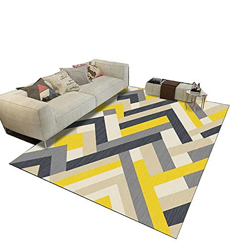 Tapis moderne géométrique gris jaune de qualité supérieure