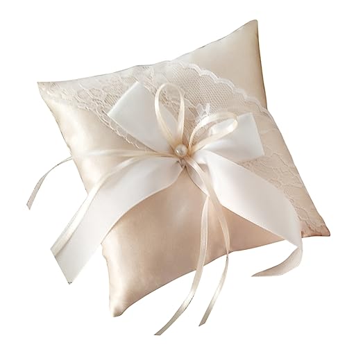 BRIGHTFUFU Wedding Pillow with Pearls Decoration Color for Wedding Party Proposal Engagement and Special Events