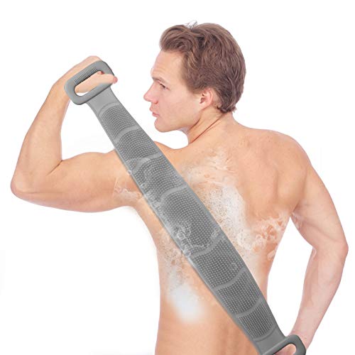Silicone Back Scrubber for Shower - 31.5" Extra Long Extra Large Body Scrubbers for Men&Women, Exfoliating Massage Bath Body Brush