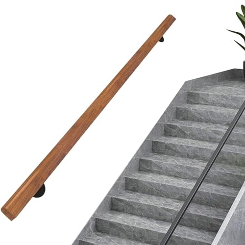 Rampe d'escalier antidérapante en bois massif à montage mural renforcé