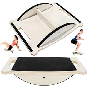 ELFULLY Wooden Balance Board, 350LBS Wobble Board with Handle for Adults, Anti-Slip Rocker Boards for Physical Therapy & Core Strength, Balancing Boards for Office Standing Desk