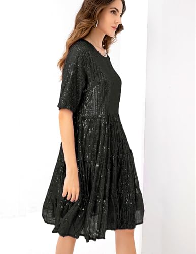 JKLESA Sequin Babydoll Summer Dress，Sparkly...