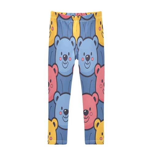 Toddler Girls Leggings Printed Yoga Pants Leggings Yellow Blue Bears for Kids