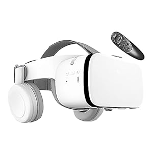 Casque de réalité virtuelle 3D VR sans fil Bluetooth compatible avec iPhone iOS/Android de 4,7 à 6,3 pouces, visionneuse VR pour films et jeux IMAX (blanc)