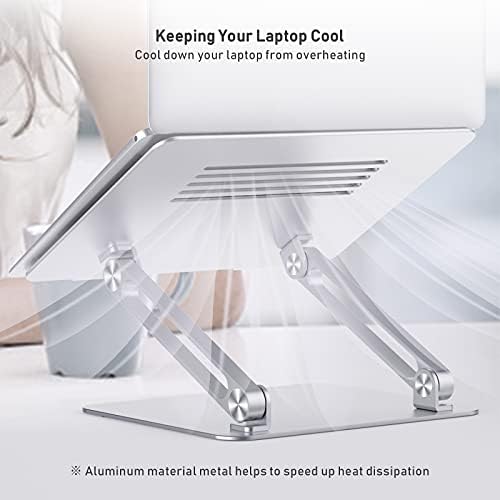 BoYata Laptop Stand, Multi-Angle Laptop Riser with Heat-Vent, Adjustable Notebook Stand Compatible for Laptop (11-15 inches) including MacBook Pro/Air, Lenovo, Samsung-Silver