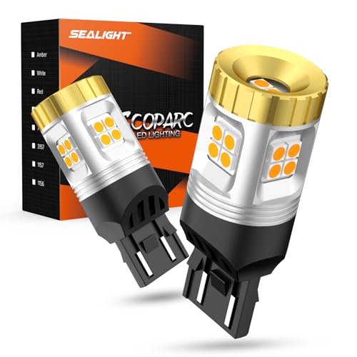 SEALIGHT 3157 LED Bulb White Reverse Light with Projector Replacement for Backup Light,Tail Light,Brake Parking, Pack of 2