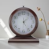 10-inch Vintage Mantel Desk Clock, Silent Desk Clock for Living Room Décor, Easy to Read Larege Retro Mantel Clocks for Fireplace and Shelf Decoration. (Brown)