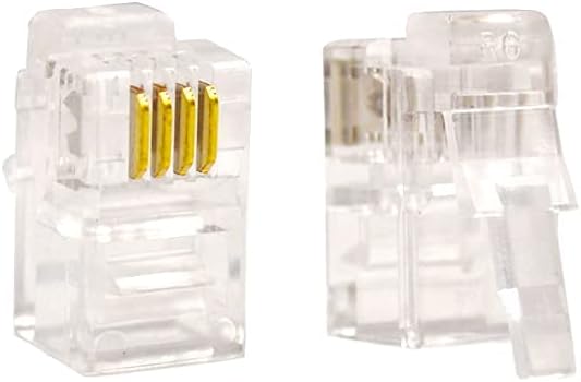 100Pack Transparent Color RJ9 Telephone Cable Plug 4P4C Connector