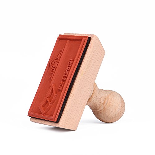 Ex Libris motiefstempel, houten stempel met Ex Libris motief, Library of, dit boek behoort met gratis vak voor naam… - Image 3