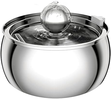 Tomxcute Cat Water Fountain, 4.0L/135oz Automatic Stainless Steel Pet Water Dispenser Metal Dog Drinking Pet Fountains, Ultra-Quiet Pump and 3 Replacement Filters & for Cats, Dogs, Multiple Pets