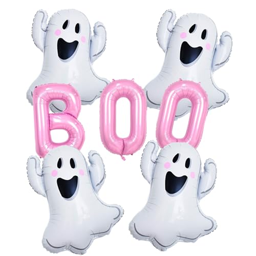 Halloween Balloons Decorations Set Pink BOO Ballons Mylar Balloon...