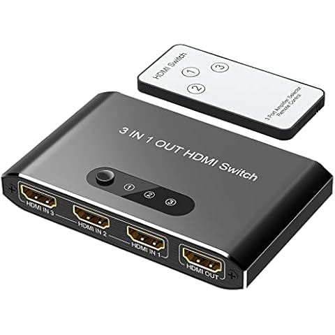 Ohrweh HDMI Splitter,3 Ports HDMI Switch with Remote Control, HDMI Splitter 3 In 1 Out Supports 4K@30Hz 1080P 3D for PS4 Xbox Sky Box Fire Stick, DVD, HDTV Projector Cover