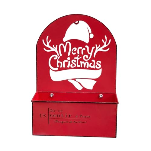 perfk Maceta de Pared para Flores, decoración navideña, decoración del hogar, Festiva, Estilo Granja, de Hierro, para Montar en Pared, para Interiores y, Sombrero Hueco Rojo