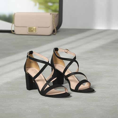 Image of DREAM PAIRS Women's Block Chunky Heels Sandals Open Toe Ankle Strappy Comfortable Dressy Sandals for Bridal Wedding Prom Party with Adjustable Cross Strap