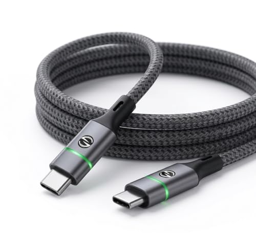 ZEVRA Premium USB Type C to Type C Fast Charging Cable with LED Indicator Nylon Braided Durable Data Sync High Speed 120W Power Delivery Compatible Devices.