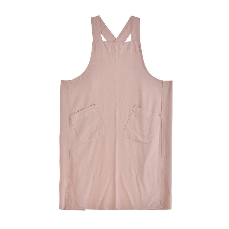 MUMOHO Women’s Pinafore Square Apron Baking Cooking Gardening Works Cross Back Cotton/Linen Blend Dress with 2 Pockets