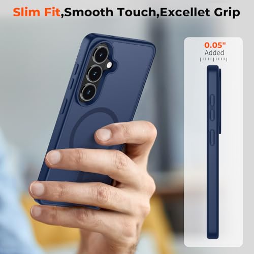 Image of SUPFINE Magnetic for Samsung Galaxy S26 Plus Case with Screen Protector, (Built-in Magnets) (Military Grade Drop Protection) Slim Translucent Shockproof Phone Case,Sapphire Blue