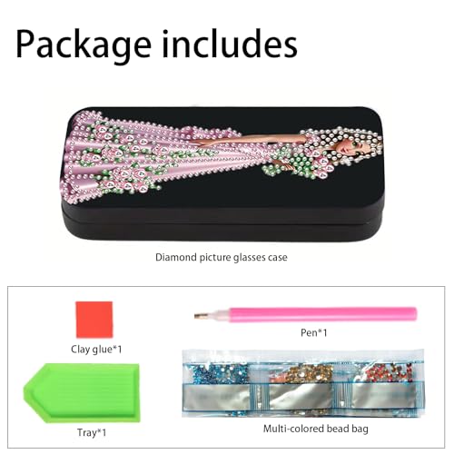 Image of 5D Diamond Painting Glasses Case for Adults, DIY Rhinestone Crystal Diamond Art Eyeglass Holder, Handmade Princess Goddess Sunglass Storage Box, Elegant Travel Craft Gift