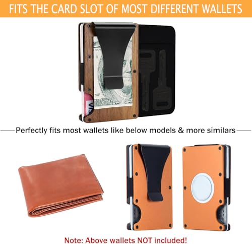 Flat Thin Wallet Key Holder - Credit Card Size, Minimalist Slim Key Organizer Sleeve (Black)3
